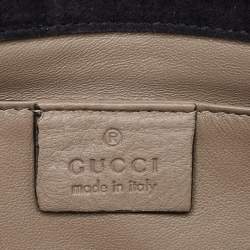 Pre Owned Gucci Black Suede GG Crystal Broadway Clutch