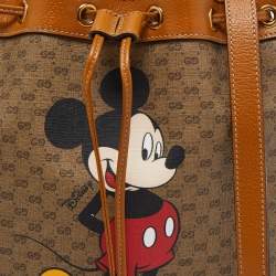 Gucci x Disney Beige/Brown Micro GG Canvas and Leather Small Mickey Mouse Print Bucket Bag 