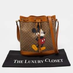 Gucci x Disney Beige/Brown Micro GG Canvas and Leather Small Mickey Mouse Print Bucket Bag 