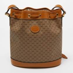 Gucci x Disney Beige/Brown Micro GG Canvas and Leather Small Mickey Mouse Print Bucket Bag 