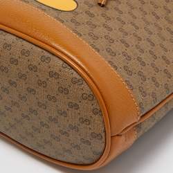 Gucci x Disney Beige/Brown Micro GG Canvas and Leather Small Mickey Mouse Print Bucket Bag 