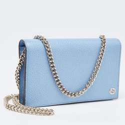 Gucci Light Blue Leather Betty Wallet on Chain