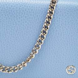 Gucci Light Blue Leather Betty Wallet on Chain