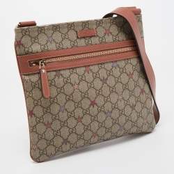 Pre Owned Gucci Beige/Brown GG Supreme Canvas and Leather Messenger Bag