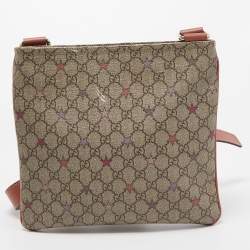 Pre Owned Gucci Beige/Brown GG Supreme Canvas and Leather Messenger Bag