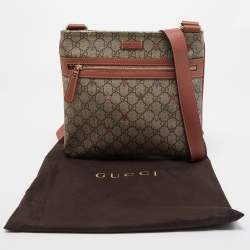 Pre Owned Gucci Beige/Brown GG Supreme Canvas and Leather Messenger Bag
