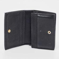 Gucci Black Leather GG Marmont Flap Card Case