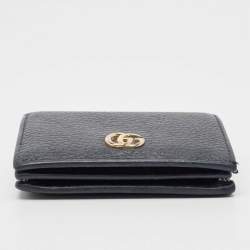 Gucci Black Leather GG Marmont Flap Card Case