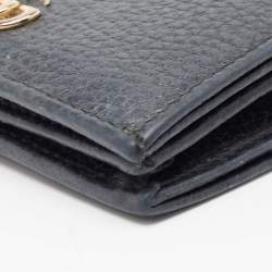 Gucci Black Leather GG Marmont Flap Card Case