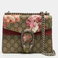 Pre Owned Gucci Multicolor GG Supreme Blooms Canvas and Suede Mini Dionysus Shoulder Bag