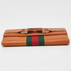 Gucci Tan Leather Flap Continental Wallet