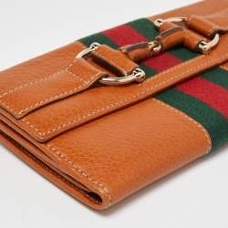 Gucci Tan Leather Flap Continental Wallet