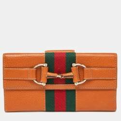 Gucci Tan Leather Flap Continental Wallet