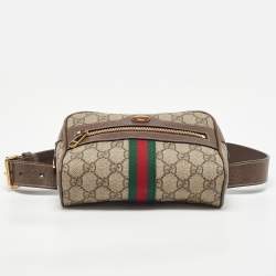 Gucci Beige/Brown GG Supreme Canvas and Leather Ophidia Belt Bag