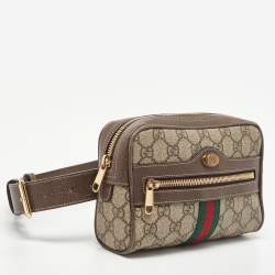 Gucci Beige/Brown GG Supreme Canvas and Leather Ophidia Belt Bag