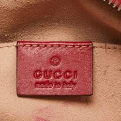 Pre Owned Gucci Red Matelassé Leather GG Marmont Belt Bag