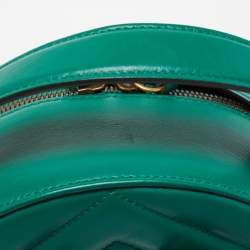 Pre Owned Gucci Green Matelassé Leather GG Marmont Backpack