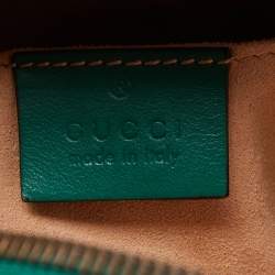 Pre Owned Gucci Green Matelassé Leather GG Marmont Backpack