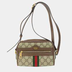 Gucci Brown Original GG Supreme Canvas Web Ophidia Shoulder Bag Medium  QFB4B70L07003