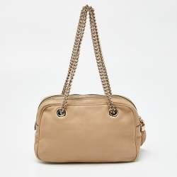 Pre Owned Gucci Beige Leather Medium Soho Chain Shoulder Bag