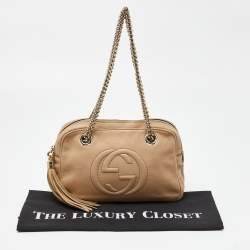 Pre Owned Gucci Beige Leather Medium Soho Chain Shoulder Bag