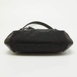 Pre Owned Gucci Black GG Canvas and Leather Horsebit Hobo