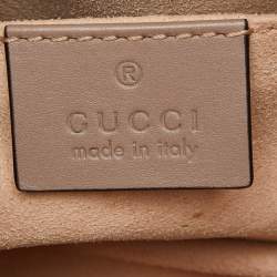 Pre Owned Gucci Beige Matelassé Leather Mini GG Marmont Belt Bag