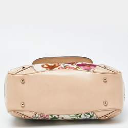 Pre Owned Gucci Multicolor Floral Canvas and Leather Bamboo Top Handle Bag