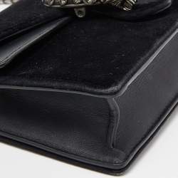 Pre Owned Gucci Black Velvet and Leather Super Mini Dionysus Shoulder Bag