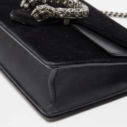 Pre Owned Gucci Black Velvet and Leather Super Mini Dionysus Shoulder Bag