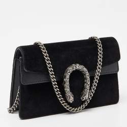 Pre Owned Gucci Black Velvet and Leather Super Mini Dionysus Shoulder Bag
