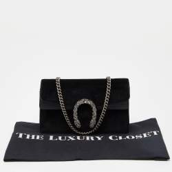Pre Owned Gucci Black Velvet and Leather Super Mini Dionysus Shoulder Bag
