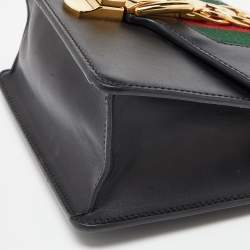Gucci Black Leather Mini Web Chain Sylvie Crossbody Bag