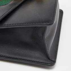 Gucci Black Leather Mini Web Chain Sylvie Crossbody Bag