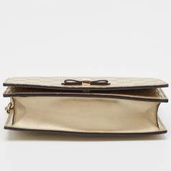 Gucci Gold Guccissima Leather Bow Wallet On Chain