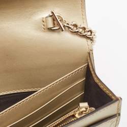 Gucci Gold Guccissima Leather Bow Wallet On Chain
