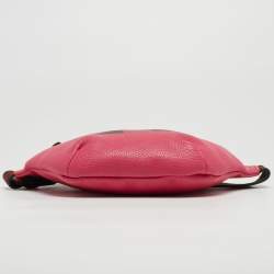 Pre Owned Gucci Pink Leather Logo Web Belt Bag