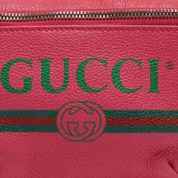 Pre Owned Gucci Pink Leather Logo Web Belt Bag