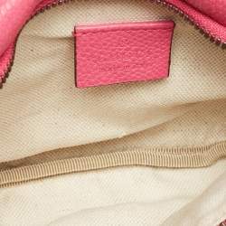 Pre Owned Gucci Pink Leather Logo Web Belt Bag
