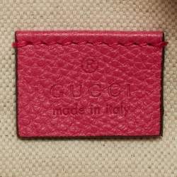 Pre Owned Gucci Pink Leather Logo Web Belt Bag