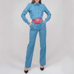 Pre Owned Gucci Pink Leather Logo Web Belt Bag