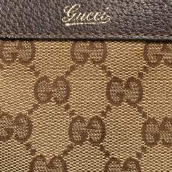 Pre Owned Gucci Ebony/Beige GG Canvas and Leather Medium Abbey Tote