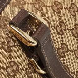 Pre Owned Gucci Ebony/Beige GG Canvas and Leather Medium Abbey Tote