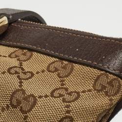 Pre Owned Gucci Ebony/Beige GG Canvas and Leather Medium Abbey Tote