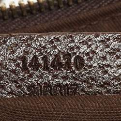 Pre Owned Gucci Ebony/Beige GG Canvas and Leather Medium Abbey Tote