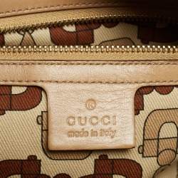 Pre Owned Gucci Beige Guccissima Leather Web Britt Boston Bag