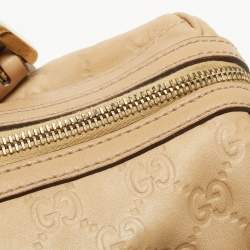 Pre Owned Gucci Beige Guccissima Leather Web Britt Boston Bag