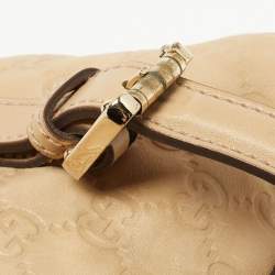 Pre Owned Gucci Beige Guccissima Leather Web Britt Boston Bag