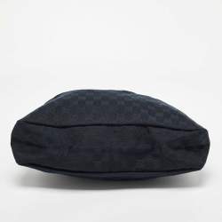 Pre Owned Gucci Black GG Canvas and Leather Medium Horsebit Hobo