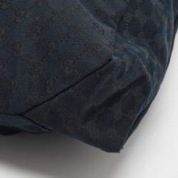 Pre Owned Gucci Black GG Canvas and Leather Medium Horsebit Hobo